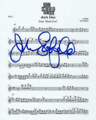 John Scofield Real Hand Signed Dark Blue Sheet Music 2 Autographed