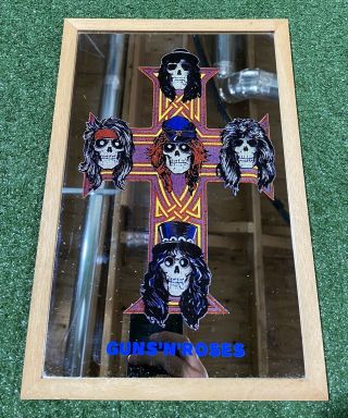 Vintage Guns N Roses Cross Early 90’s Screen Printed Mirror 8.  5” X 12.  5”
