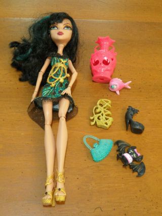 Monster High Frights Camera Action Black Carpet Cleo De Nile Doll W/extras