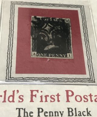 The World’s First Postage Stamp The Penny Black Issued 1840 - 1841 One Cent