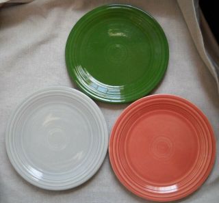 Vintage Fiesta Dinner Plates Green Gray Mauve Pink 1 Each 9 1/2 " Dia.  Fiestaware