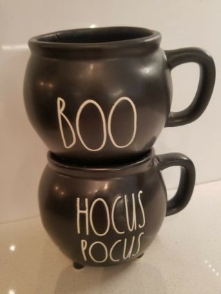 Rae Dunn Boo And Hocus Pocus Halloween Cauldron Black Coffee Mug Set Of 2
