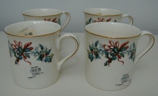 Lenox Winter Greetings Accent Mugs By Catherine Mcclung 3 - 5/8 " Set Of 4