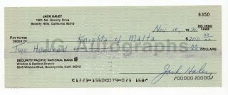 Jack Haley - Tin Man,  " Wizard Of Oz " Actor - Signed Check