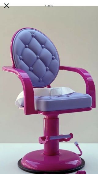 Large 18” American Girl Doll Pink Gray Salon Hair Styling Swivel Chair Furniture