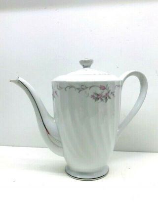 Gold Standard Porcelain - Coffee Pot With Lid - Pink Floral & Silver