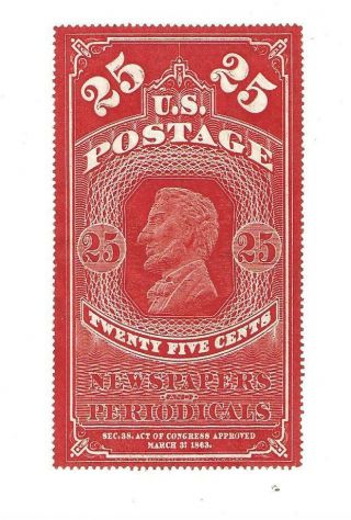 U S Stamp Scott Pr3a Twenty Five Cent Newspaper Stamp Cv 475.  00
