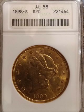 1898 - S $20 Liberty Head Double Eagle Gold Us Collector Coin Au58
