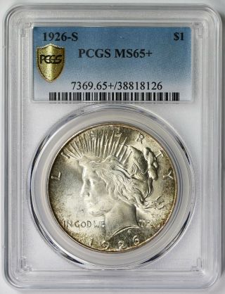 1926 - S Peace Dollar Silver $1 Ms 65,  Plus Pcgs Secure Shield
