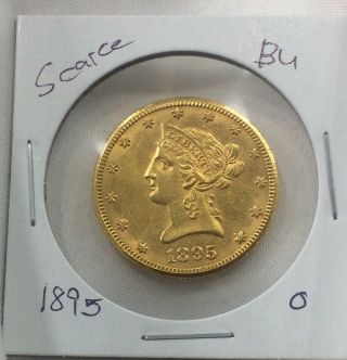 1895 - O Liberty $10.  00 Gold Eagle Bu Brilliant Unc Ms Rare Date