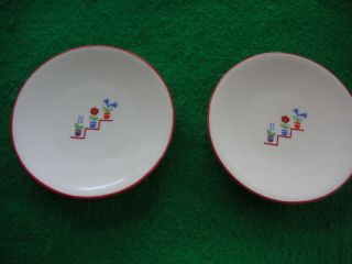 Pleasant Company Molly ' s 6 Piece China Tea Set.  2 Plates,  2 Saucers,  2 Cups. 3