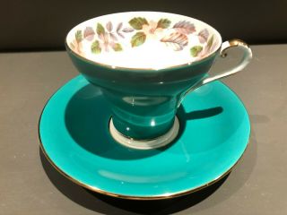 Vintage Aynsley Bone China Teal Green Corset Tea Cup & Saucer