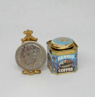 Vintage Bodo Hennig Metal Coffee Tin Canister Dollhouse Miniature 1:12