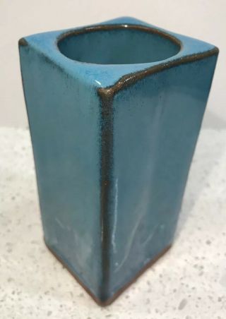 Joan Mallick Block Island Blue Art Pottery Vintage Vase Artist Signed,  Lovely