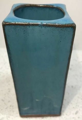 Joan Mallick Block Island Blue Art Pottery Vintage Vase Artist Signed,  Lovely 3