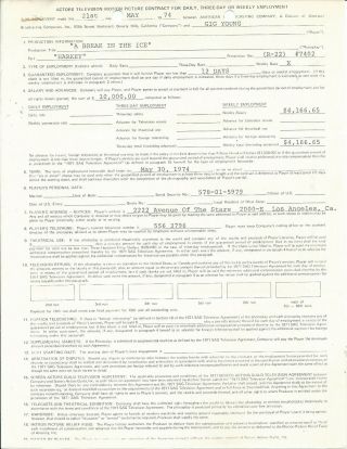 Gig Young 1974 Signed Contract