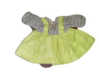 Vtg 1955 Vogue Ginny Doll Outfit Dress Merry Moppets 33 Green Brown Checkered D