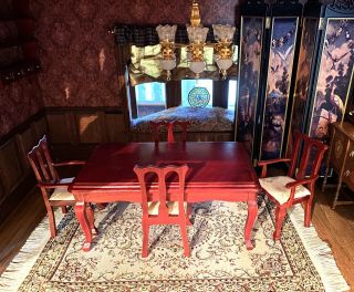 Dollhouse Miniature 1:12 Dining Room Table 4 Chairs