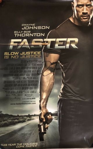 Dwayne “the Rock” Johnson Hand Signed Key Art Movie Poster - Faster - Autograph