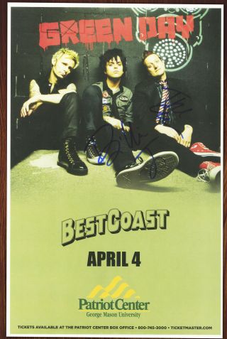 Green Day Autographed Concert Poster Billie Joe Armstrong,  Tré Cool
