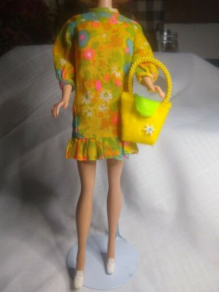 Vintage Barbie Clone Mod Floral Mini Dress W Homemade Purse & Pilgrim Shoes