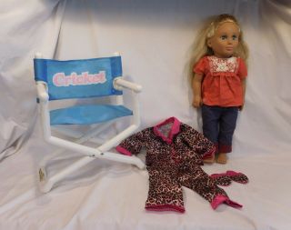18 " Tollytots Vinyl Realistic Doll Blonde Hair Blue Eyes With Chair And Outfit