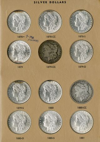 Us Coins 1878 - 1921 Near Complete Higher Grade Morgan Silver Dollar Set 2 Albums