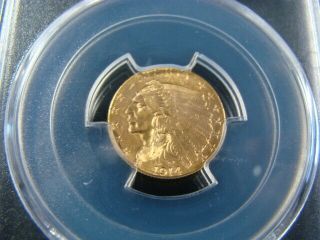 1914 - D $2.  50 Gold Indian Head Quarter Eagle PCGS Graded MS63 81949418 2