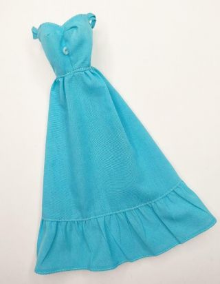 Vintage 1976 Mattel Barbie Deluxe Quick Curl Turquoise Peasant Maxi Dress