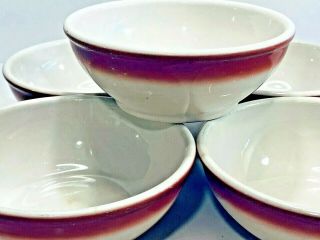 Syracuse China Restaurant Ware Soup Cereal Bowl Set (5) Maroon Band Date Code 8h