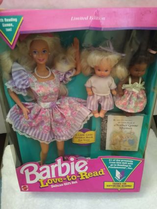 1992 Mattel Love To Read Barbie Set Little Golden Book Imperfect Box