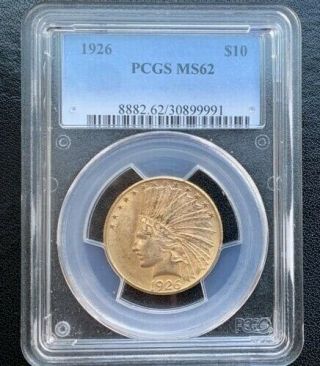 1926 $10 Indian Head Gold Eagle 1/2 Oz Pcgs Ms62