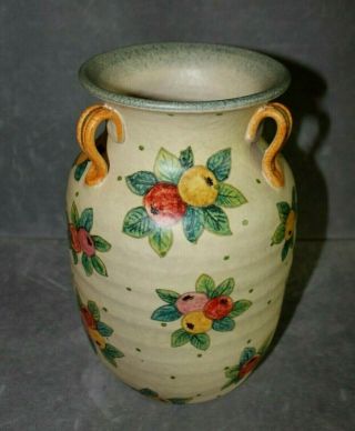 Vtg Italica Ars Pottery 10 " Handled Vase Urn Jar Jug Hand Painted Made In Italy