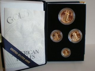 2000 - W Gold American Eagle Proof 4 Coin Set W/ogp 1/10,  1/4,  1/2 And 1 Oz.
