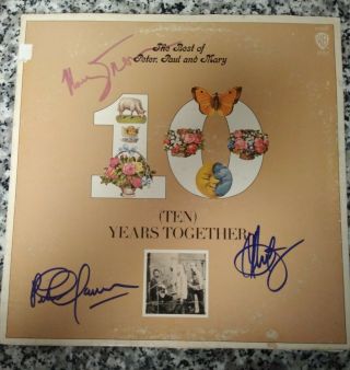 Peter Paul And Mary Signed Album With 10 Years Together Program Album