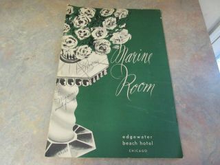Liberace Signed/autographed Vintage 1953 Marine Dining Room Menu Chicago