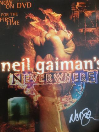 NEVERWHERE Promo DVD Poster Signed by Neil Gaiman (Rare) 11” x 17” Heavy Stock 2