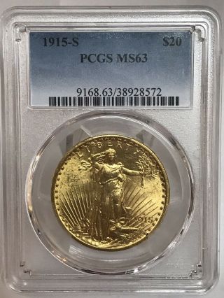 Flash 1915 - S $20 Saint Gaudens Gold Double Eagle Pcgs Ms63