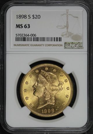 1898 - S $20 Liberty Gold Double Eagle Ngc Ms63 5702364 - 006