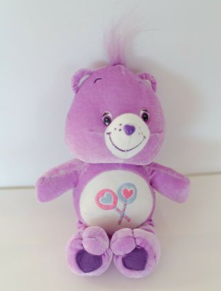 Care Bears Purple Share Bear Nanco Lavender 11 " Plush Stuffed 2003 Lollipops