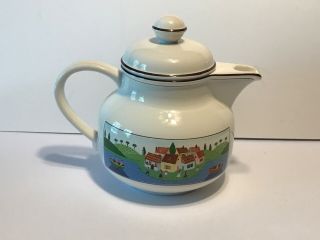 Villeroy & Boch Design Naif 34 Oz Teapot W/ Lid Folk Art Village Scene