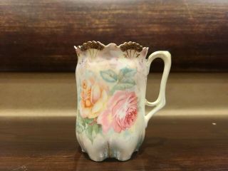 Antique R S Prussia Red Mark Demitasse Or Chocolate Cup Hand Painted Roses
