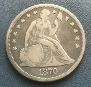 1870 - Cc,  Seated Liberty Silver Dollar,  Vg - Fine,  Scarce