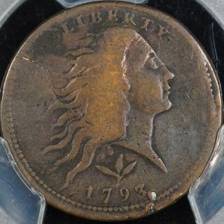 1793 Flowing Hair Large Cent Wreath Pcgs Vf Details,  Vines And Bars Edge