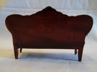 Victorian Red Velvet Wood Sofa Dollhouse Furniture 3