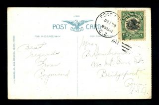 Us Postal History Canal Zone 52c Variety No " C " Postcard 1920 Coco Solo Cz Ct