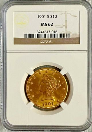 1901 S Liberty Head $10 Dollar Gold Coin Ngc Ms 62
