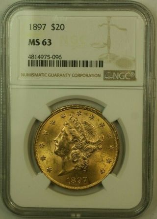 1897 Liberty Head $20 Gold $20 Double Eagle Ngc Ms - 63