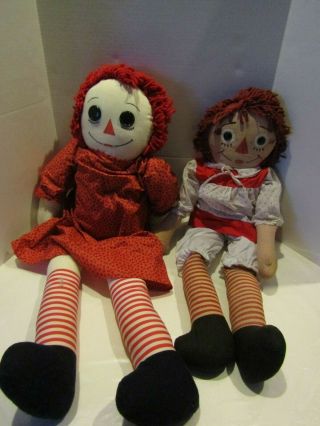 2 Vintage Raggedy Ann Doll Cloth Dolls Large Child Size 1 Looks Handmade