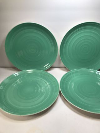 4  Flip Flop  Plates By 222 Fifth Stoneware 11 1/8  Green Swirl